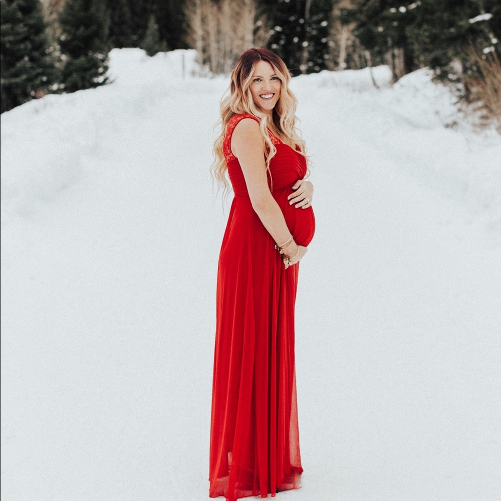 Red sheer/lace dress